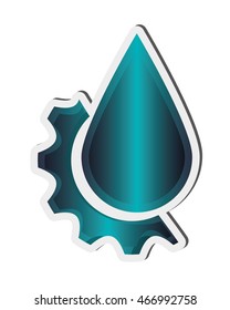 flat design water drop and gear icon vector illustration