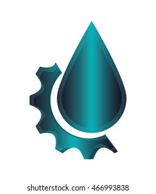 flat design water drop and gear icon vector illustration