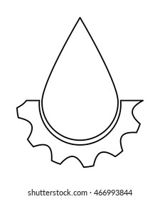 flat design water drop and gear icon vector illustration
