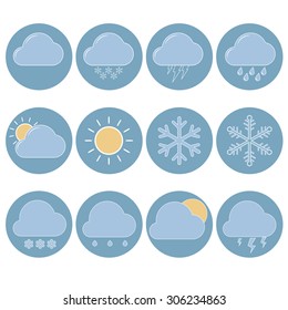 Flat Design Weather Icon Set
