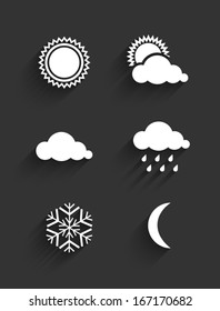 Flat design weather icons set. Vector Illustration