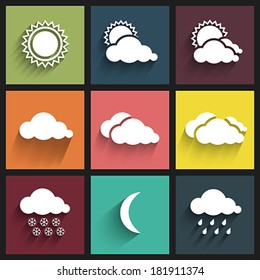 Flat design weather icons set. Vector Illustration