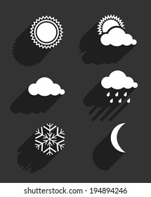 Flat design weather icons set. Vector Illustration