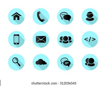 Flat design web, communication icons: internet. Vector illustration