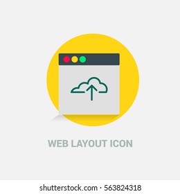 Flat Design Web Layout Templates Icon. Creative application design concept icon. Yellow circle with button