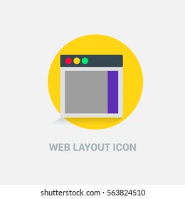 Flat Design Web Layout Templates Icon. Creative application design concept icon. Yellow circle with button