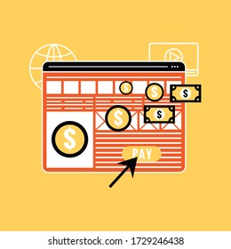 Diseño plano. Marketing web. Pago por clic