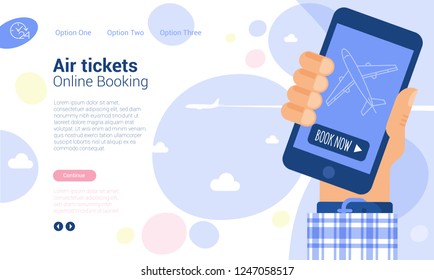 Flat design web page and application vector template for online, internet and mobile airticket booking.