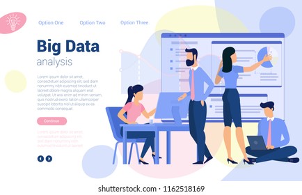Flat design  web page template for Big Data analysis, business strategy and analytics. Trendy vector  illustration concept for website and mobile app.