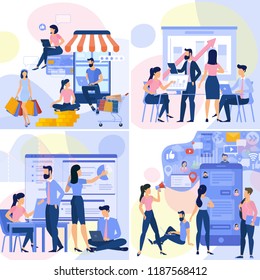 Flat design  web page template for online shopping, digital marketing,  business strategy and analytics. Trendy vector  illustration concept for website and mobile app.
