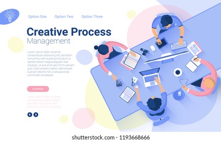 Flat design  web page template for creative business  process and  business strategy. Trendy vector  illustration concept for website and mobile app.