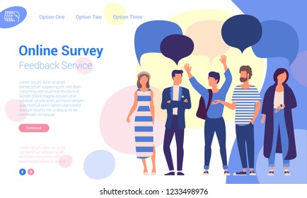 Flat design  web page template for social media digital marketing, online survey and analytics. Trendy vector  illustration concept for website and mobile app.
