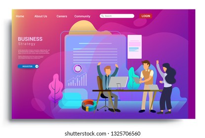 Flat design web page template for teamwork, business strategy and analytics. Modern flat design concept of web page design for website and mobile website. Vector illustration