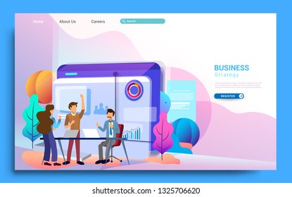Flat design web page template for teamwork, business strategy and analytics. Modern flat design concept of web page design for website and mobile website. Vector illustration
