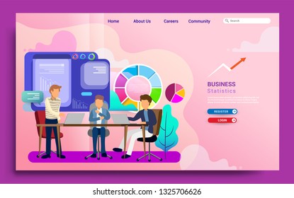 Flat design web page template for teamwork, business strategy and analytics. Modern flat design concept of web page design for website and mobile website. Vector illustration
