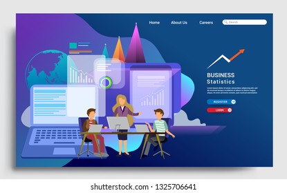 Flat design web page template for teamwork, business strategy and analytics. Modern flat design concept of web page design for website and mobile website. Vector illustration