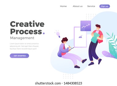 Flat design web page template for creative business process and business strategy. Unique & Trendy vector illustration concept for website and mobile app.
