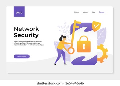 Flat design web page template set for creative business process and business security. Trendy vector illustration concept for website and mobile app.