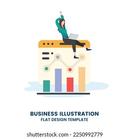Flat design web page template set for creative business process and business strategy. Trendy vector illustration concept for website and mobile app.