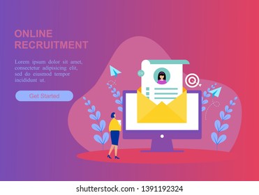 Flat design web page templates of online recruitment job 