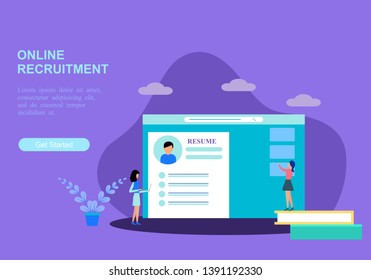 Flat design web page templates of online recruitment job 