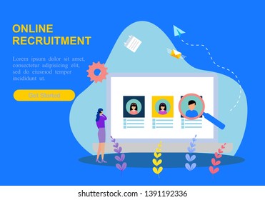 Flat design web page templates of online recruitment job 
