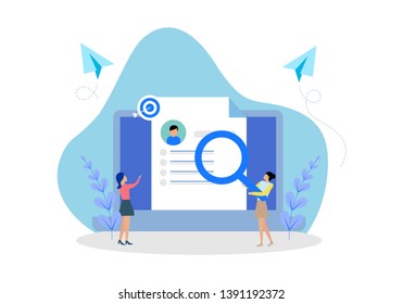 Flat design web page templates of online recruitment job 