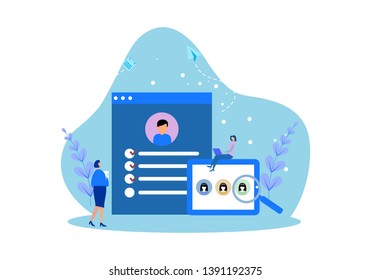 Flat design web page templates of online recruitment job 