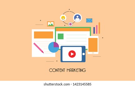 Flat design web page templates of marketing strategy illustration 