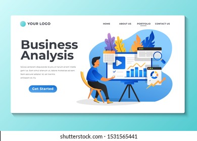 Flat design web page templates of market analysis, business solution, financial advisor, customer relationship management. Vector illustration concepts for website development.