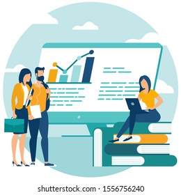 Flat design web page design templates for distance and online education, courses, and training e-learning, tutorials. Vector illustration for educational web page, mobila app and presentation.