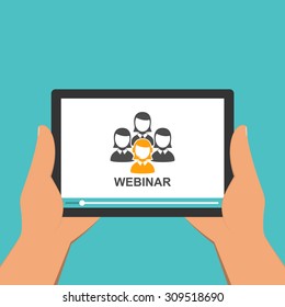 Flat design webinar concept. Online education.