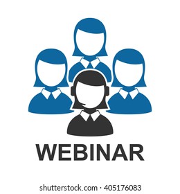 Flat design webinar icon. Online education.
