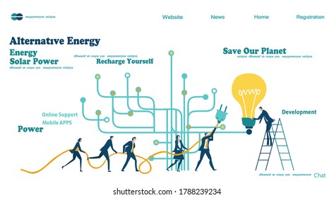 Sitio web de diseño plano o plantilla de página de aplicación. Servicios financieros, banca, planificación estratégica, desarrollo, soluciones empresariales, consultoría, investigación de mercado, trabajo en equipo, análisis de datos, apoyo, seguridad