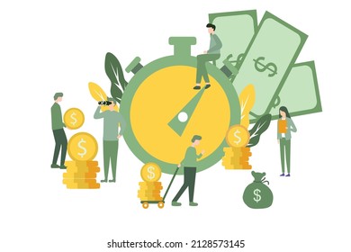 flat design for website and business presentation. Vector illustration about employee productivity, time value of money, key performance indicator, merit standard, looking for opportunity. 
