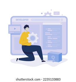 Flat design website developer setting web interface illustration concept