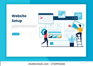 Flat design website setup illustration webpage.  This is great for websites, landing pages, mobile applications, posters, banners