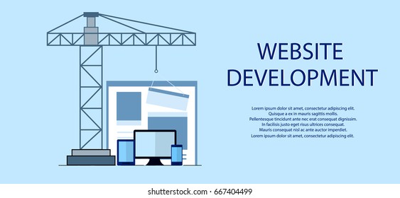 Flat design of website under construction, web page building process, site form layout of Web Development. Vector Illustration