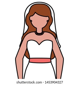 flat design wedding people beautiful bride vector illustration