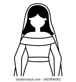 flat design wedding people beautiful bride vector illustration