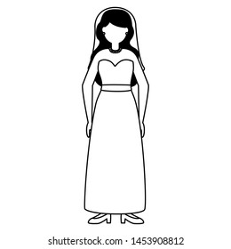 flat design wedding people beautiful bride vector illustration