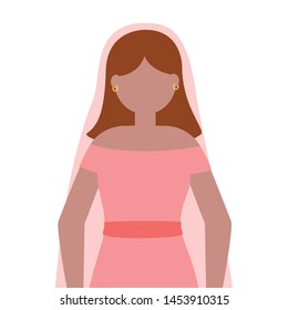flat design wedding people beautiful bride vector illustration
