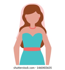 flat design wedding people beautiful bride vector illustration