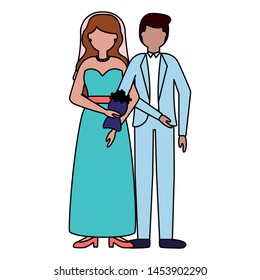flat design wedding people groom and bride vector illustration