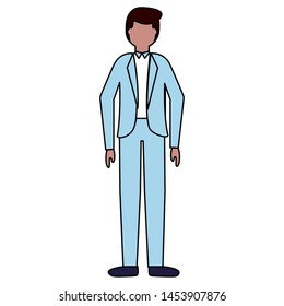 flat design wedding people groom in suit vector illustration