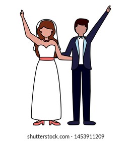 flat design wedding people groom and bride vector illustration vector illustration