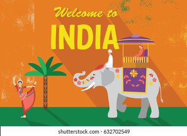 Flat design, Welcome to India Banner, vector