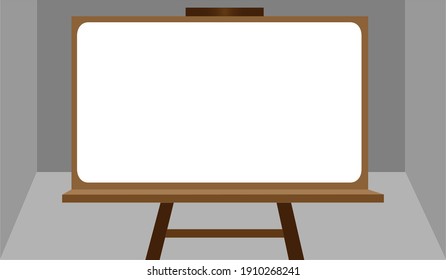 Flat design Whiteboard in the room for copy space , advertisement , announcement and other , whiteboard. Empty whiteboard with marker pens. copy space mockup template display