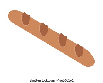 flat design whole baguette icon vector illustration