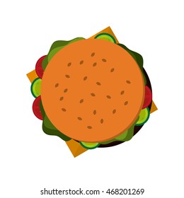 flat design whole hamburger icon vector illustration